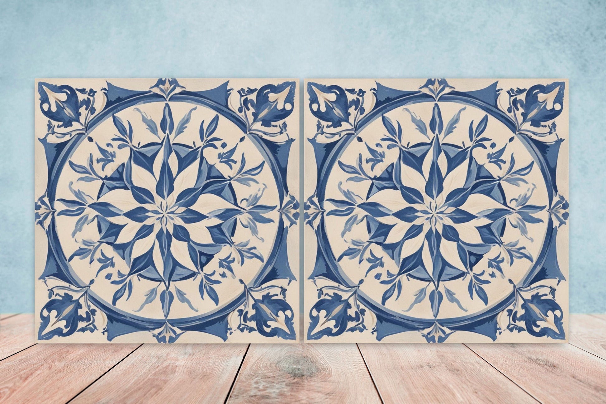 Spanish Ceramic Tiles - Set of 2 Spanish Wall Decor Tiles - Kitchen Backsplash Tiles, Table Decorative Tiles, Bathroom Tiles, Coaster