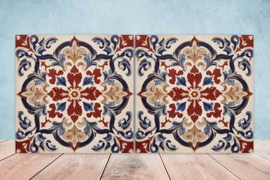 Spanish Ceramic Tiles - Set of 2 Spanish Wall Decor Tiles - Kitchen Backsplash Tiles, Table Decorative Tiles, Bathroom Tiles, Coaster
