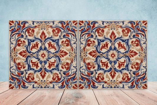 Spanish Ceramic Tiles - Set of 2 Spanish Wall Decor Tiles - Kitchen Backsplash Tiles, Table Decorative Tiles, Bathroom Tiles, Coaster
