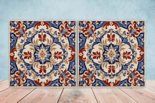 Spanish Ceramic Tiles - Set of 2 Spanish Wall Decor Tiles - Kitchen Backsplash Tiles, Table Decorative Tiles, Bathroom Tiles, Coaster