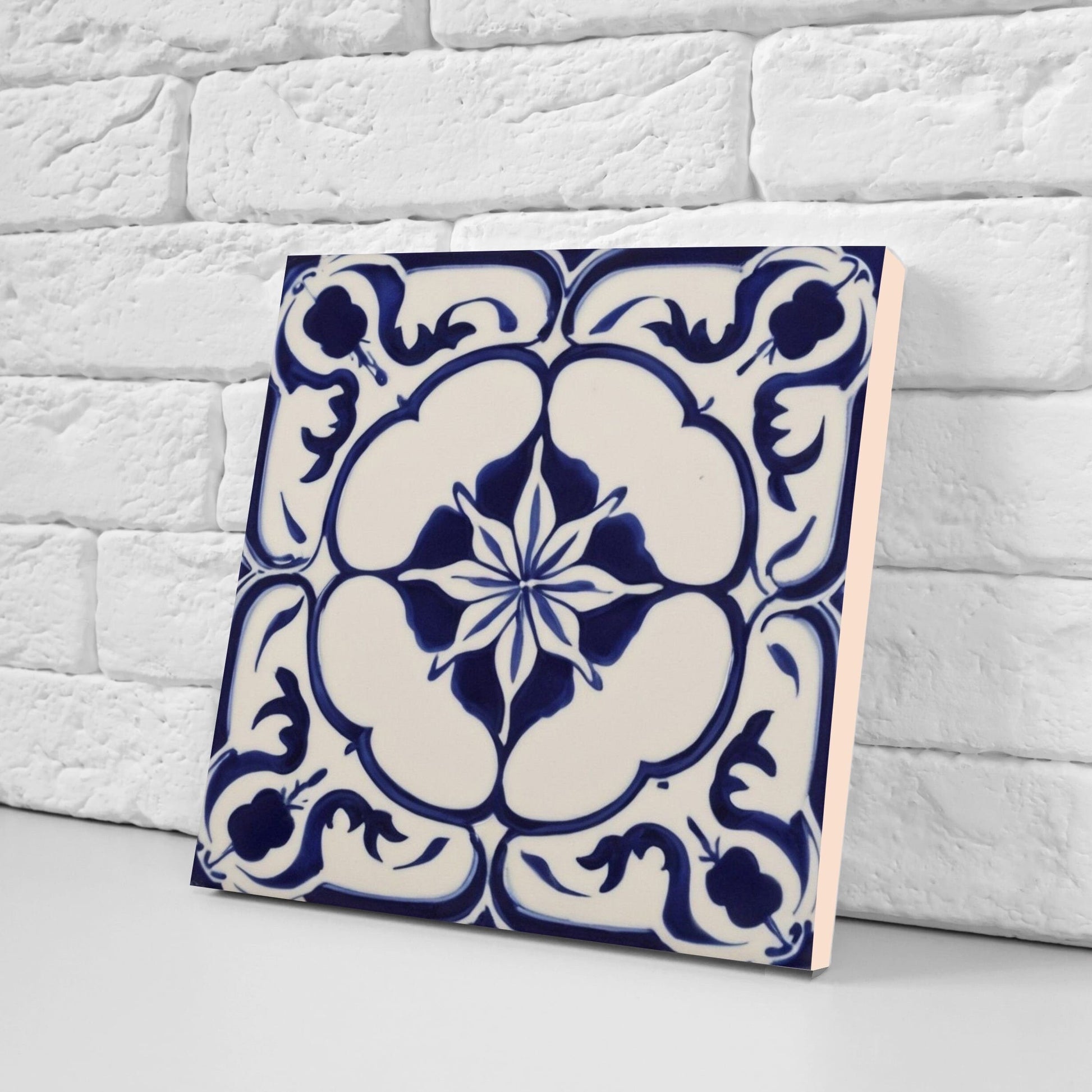 Spanish Ceramic Flower Tiles - Set of 2 Spanish Wall Decor Tiles - Kitchen Backsplash Tiles, Table Decorative Tiles, Bathroom Tiles, Coaster