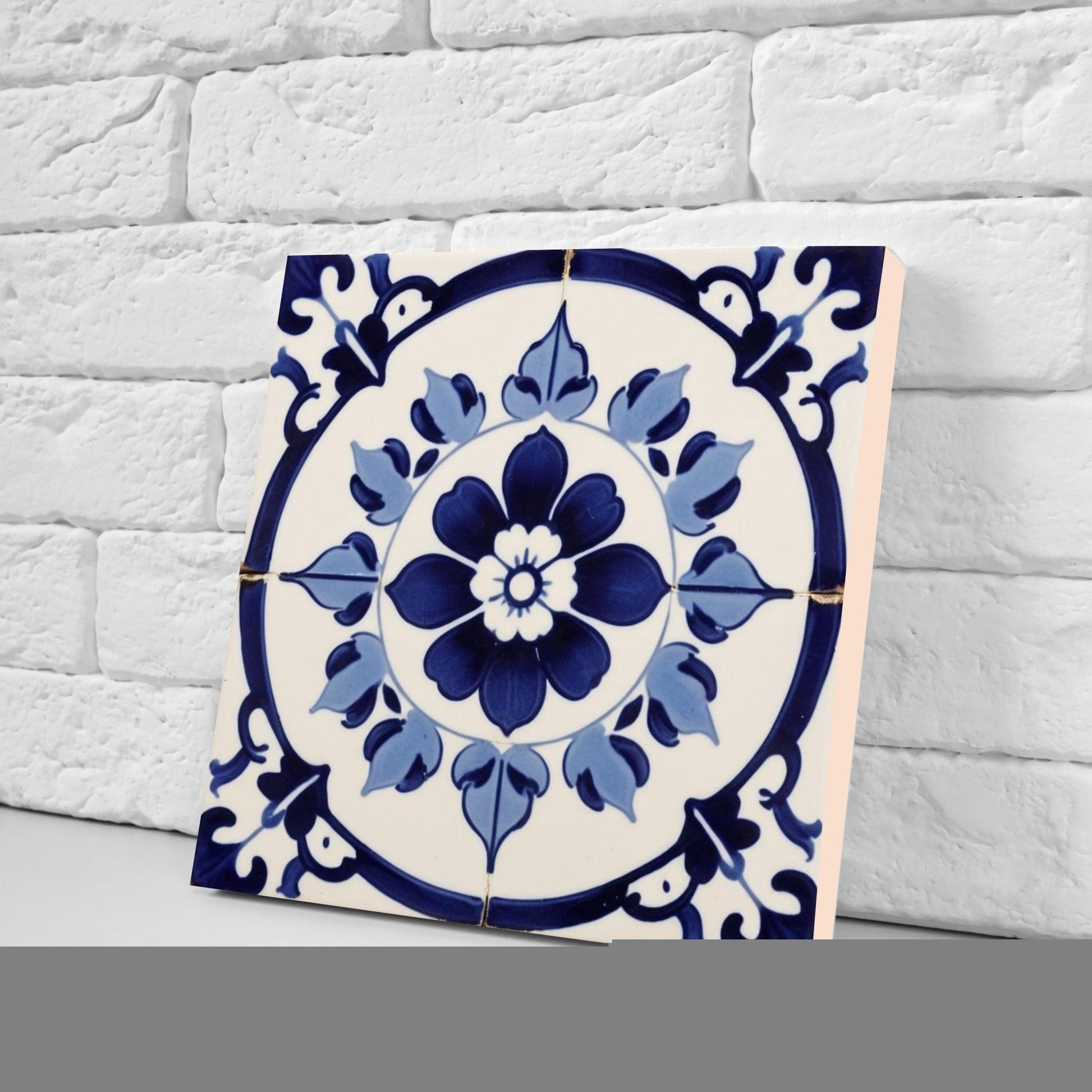 Spanish Ceramic Flower Tiles - Set of 2 Spanish Wall Decor Tiles - Kitchen Backsplash Tiles, Table Decorative Tiles, Bathroom Tiles, Coaster