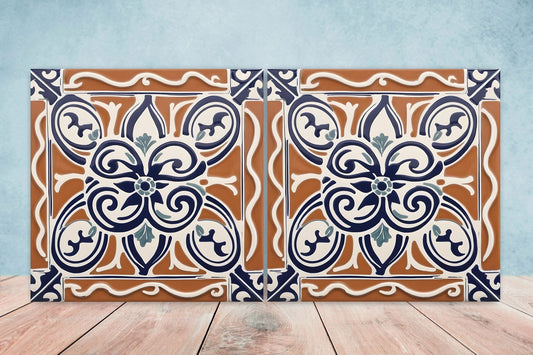 Greek Mediterranean Tiles - Set of 2 Greek Wall Decor Tiles - Kitchen Backsplash Tiles, Table Decorative Tiles, Bathroom Tiles, Coaster