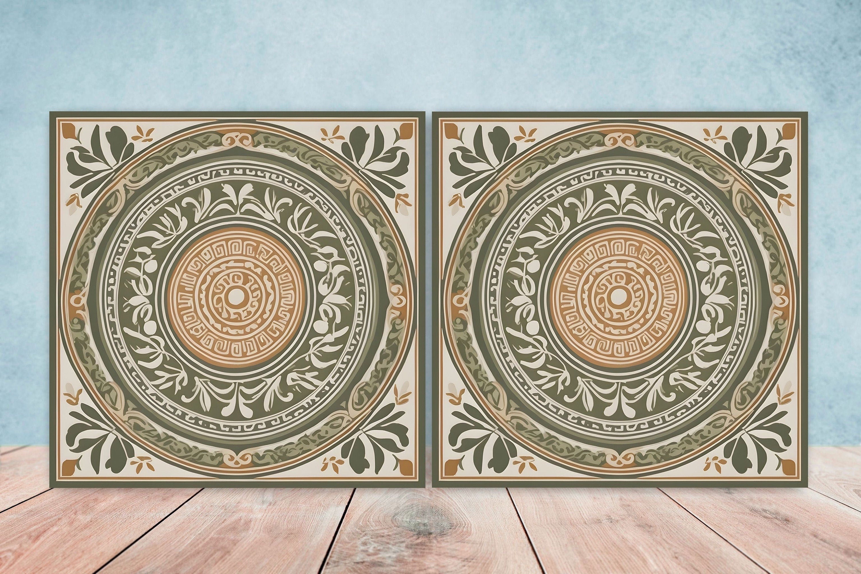 Rectangular Ceiling Tile Greek Greek Mediterranean Tiles - Set of 2 Greek Wall Decor Tiles - Kitchen ...