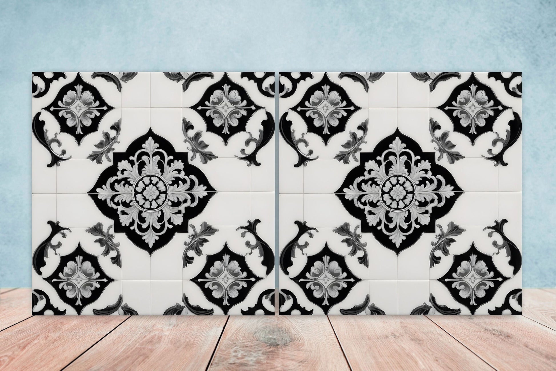 Victorian Tiles - Set of 2 Victorian Wall Decor Ceramic Tiles - Kitchen Backsplash Tiles, Table Decorative Tiles, Bathroom Tiles, Coaster