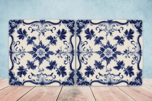 Victorian Tiles - Set of 2 Victorian Wall Decor Ceramic Tiles - Kitchen Backsplash Tiles, Table Decorative Tiles, Bathroom Tiles, Coaster