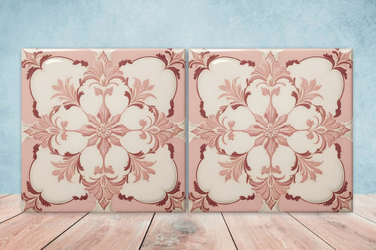 Victorian Tiles - Set of 2 Victorian Wall Decor Ceramic Tiles - Kitchen Backsplash Tiles, Table Decorative Tiles, Bathroom Tiles, Coaster