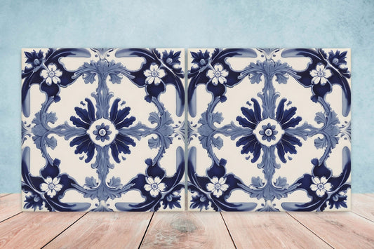 Victorian Tiles - Set of 2 Victorian Wall Decor Ceramic Tiles - Kitchen Backsplash Tiles, Table Decorative Tiles, Bathroom Tiles, Coaster