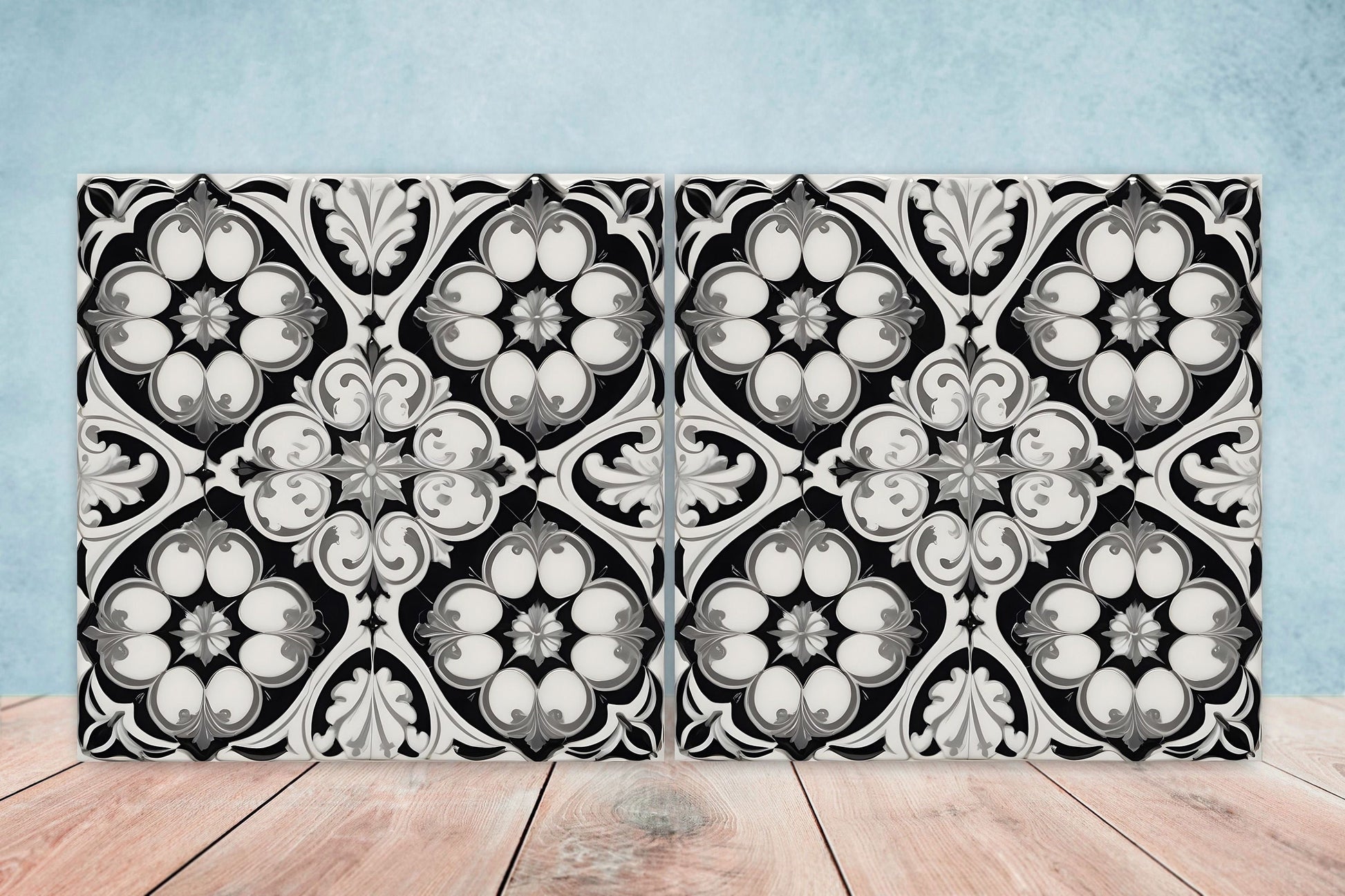 Victorian Tiles - Set of 2 Victorian Wall Decor Ceramic Tiles - Kitchen Backsplash Tiles, Table Decorative Tiles, Bathroom Tiles, Coaster