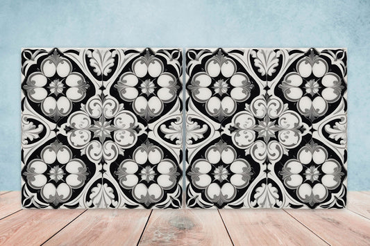 Victorian Tiles - Set of 2 Victorian Wall Decor Ceramic Tiles - Kitchen Backsplash Tiles, Table Decorative Tiles, Bathroom Tiles, Coaster
