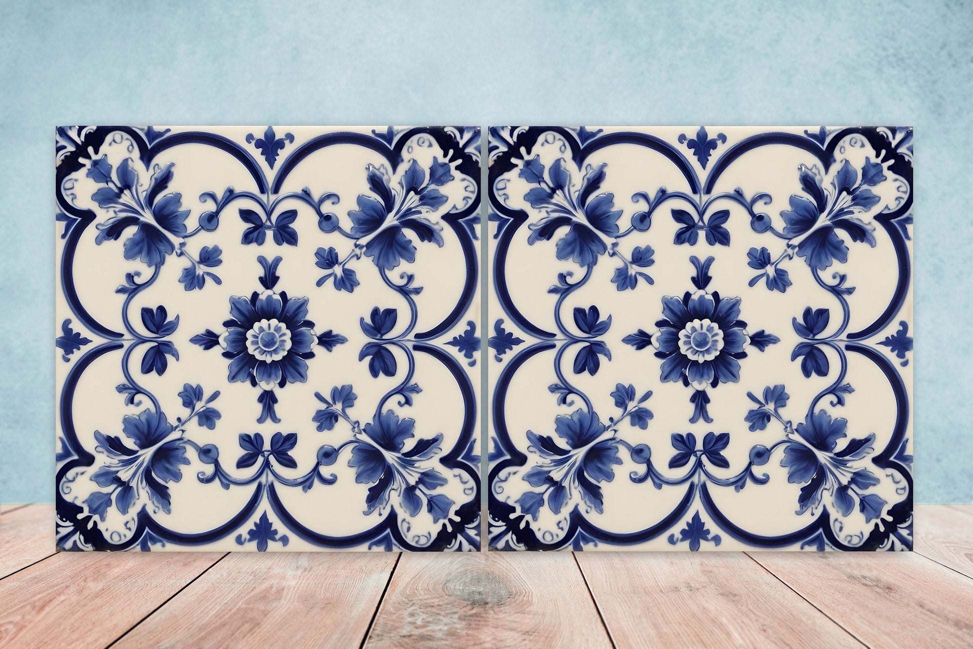 Victorian Tiles - Set of 2 Victorian Wall Decor Ceramic Tiles - Kitchen Backsplash Tiles, Table Decorative Tiles, Bathroom Tiles, Coaster