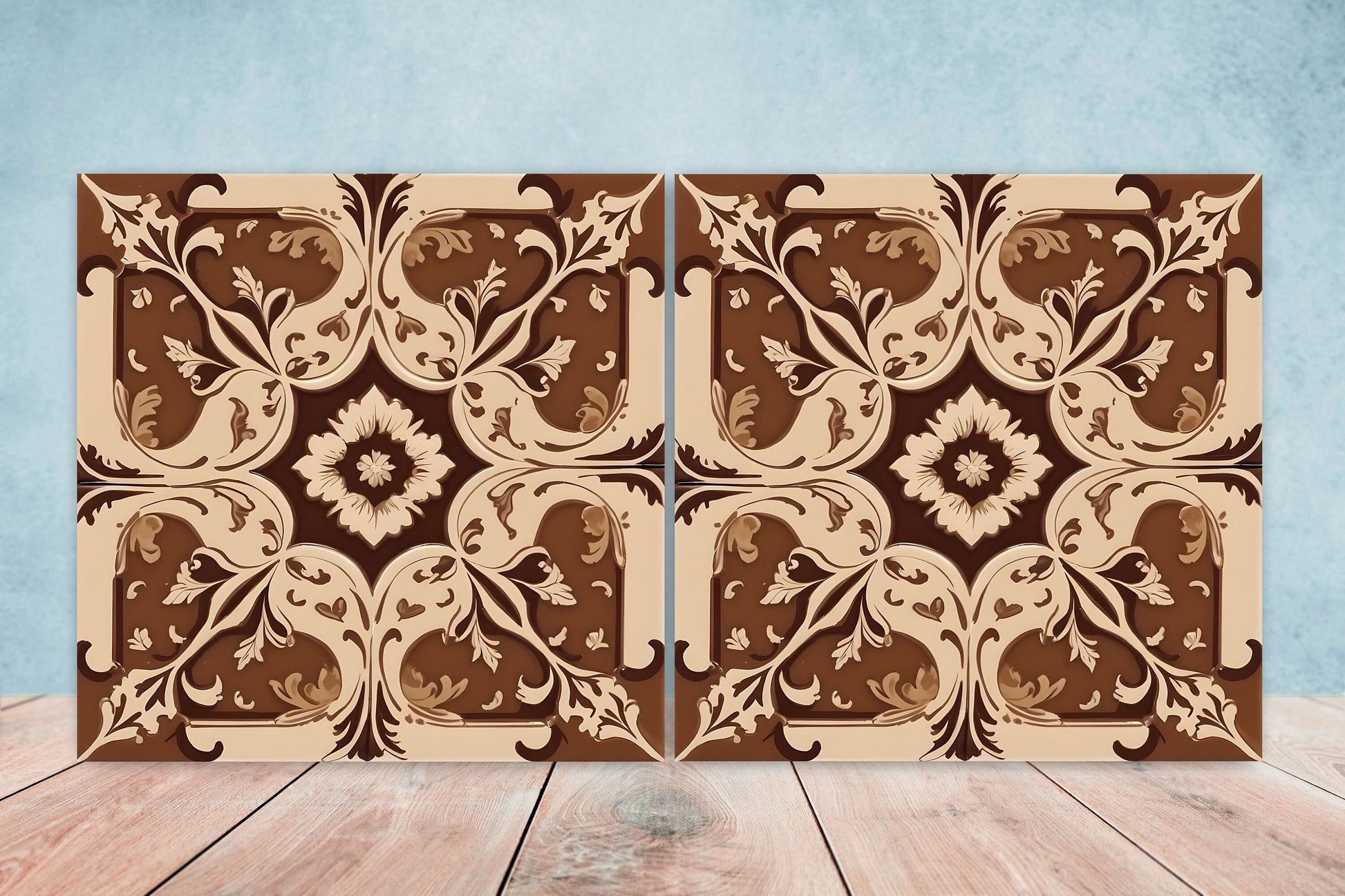 Victorian Tiles - Set of 2 Victorian Wall Decor Ceramic Tiles - Kitchen Backsplash Tiles, Table Decorative Tiles, Bathroom Tiles, Coaster