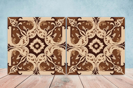 Victorian Tiles - Set of 2 Victorian Wall Decor Ceramic Tiles - Kitchen Backsplash Tiles, Table Decorative Tiles, Bathroom Tiles, Coaster