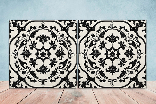 Victorian Tiles - Set of 2 Victorian Wall Decor Ceramic Tiles - Kitchen Backsplash Tiles, Table Decorative Tiles, Bathroom Tiles, Coaster