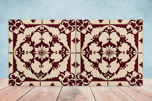 Victorian Tiles - Set of 2 Victorian Wall Decor Ceramic Tiles - Kitchen Backsplash Tiles, Table Decorative Tiles, Bathroom Tiles, Coaster