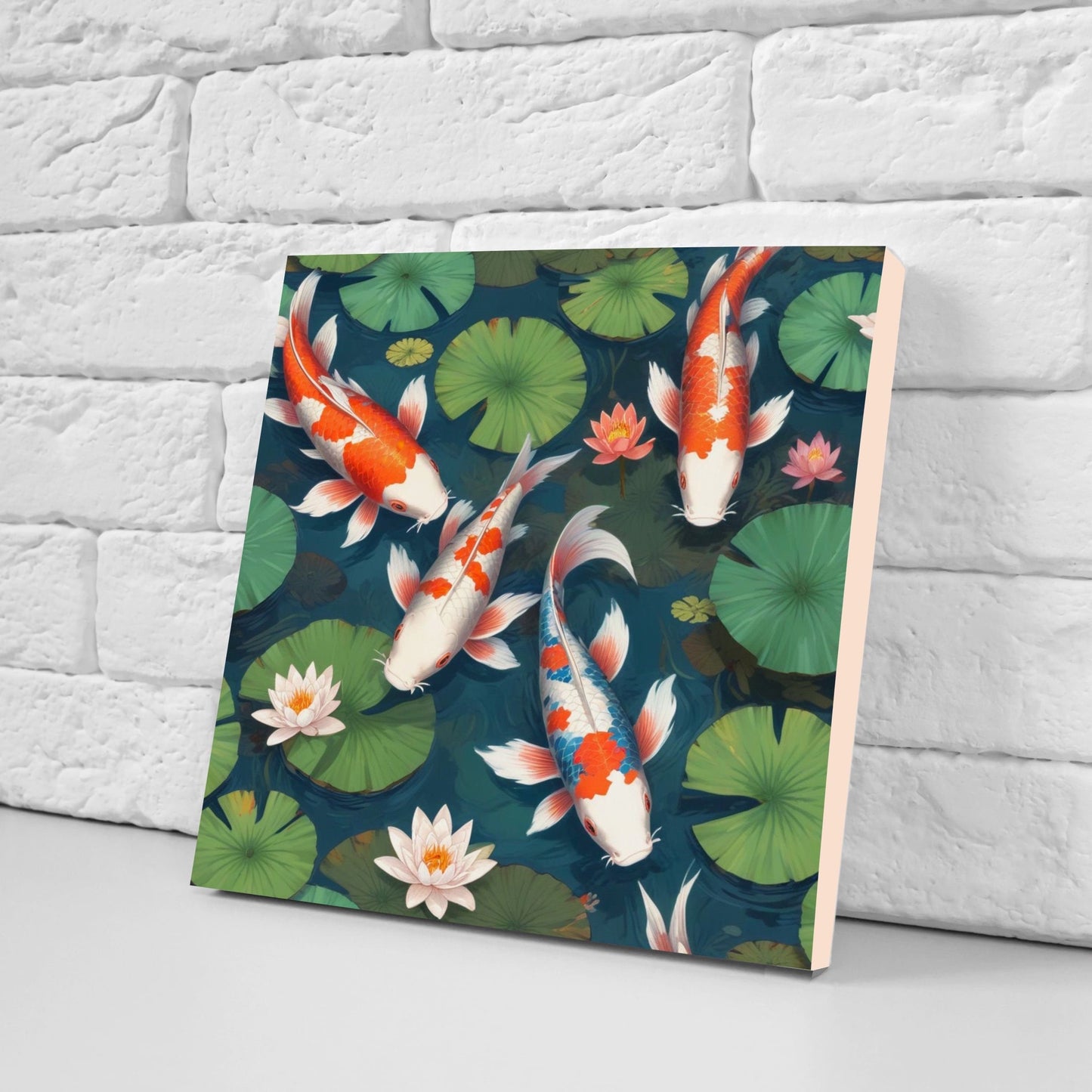Koi Fish Ceramic Tile - Japanese Tiles -Set of 2 Wall Decor Tiles -Kitchen Backsplash Tiles,Table Decorative Tiles,Bathroom, Coaster