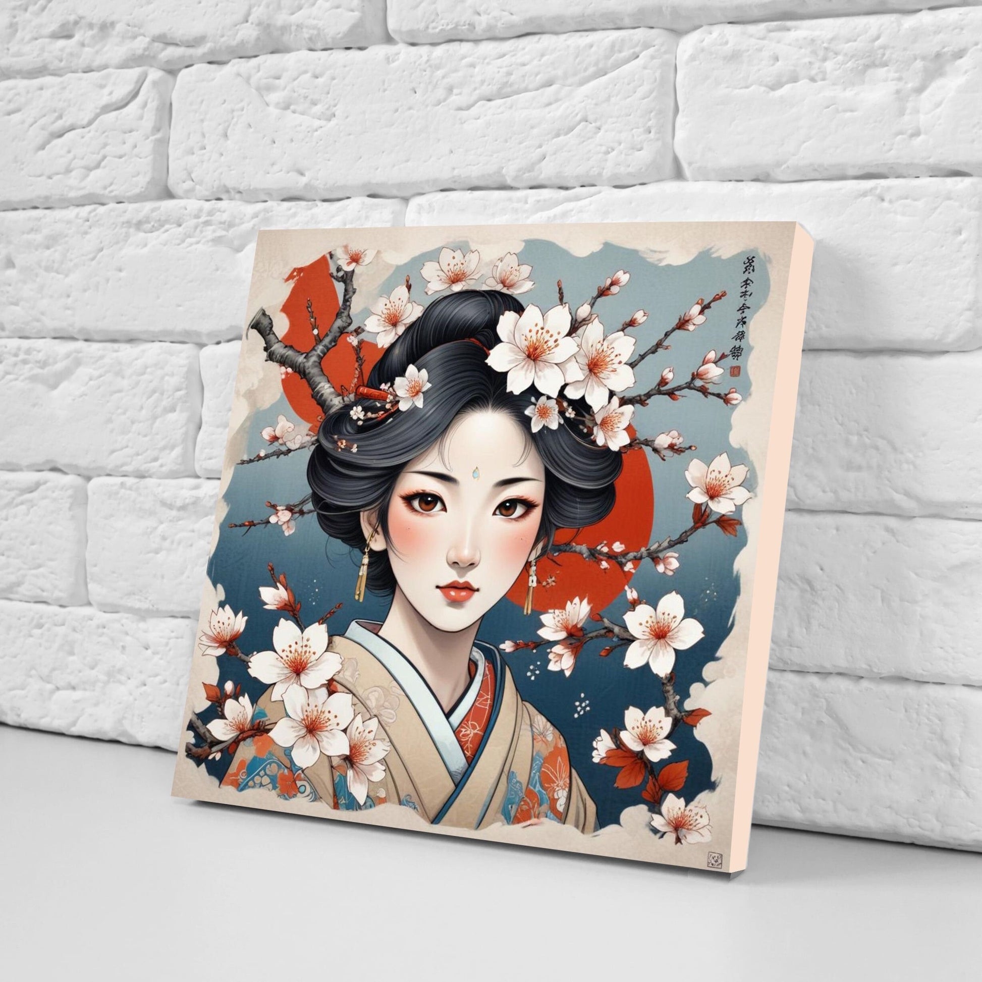 Japanese Ceramic Tiles - Japanese Girl -Set of 2 Wall Decor Tiles -Kitchen Backsplash Tiles,Table Decorative Tiles,Bathroom, Coaster