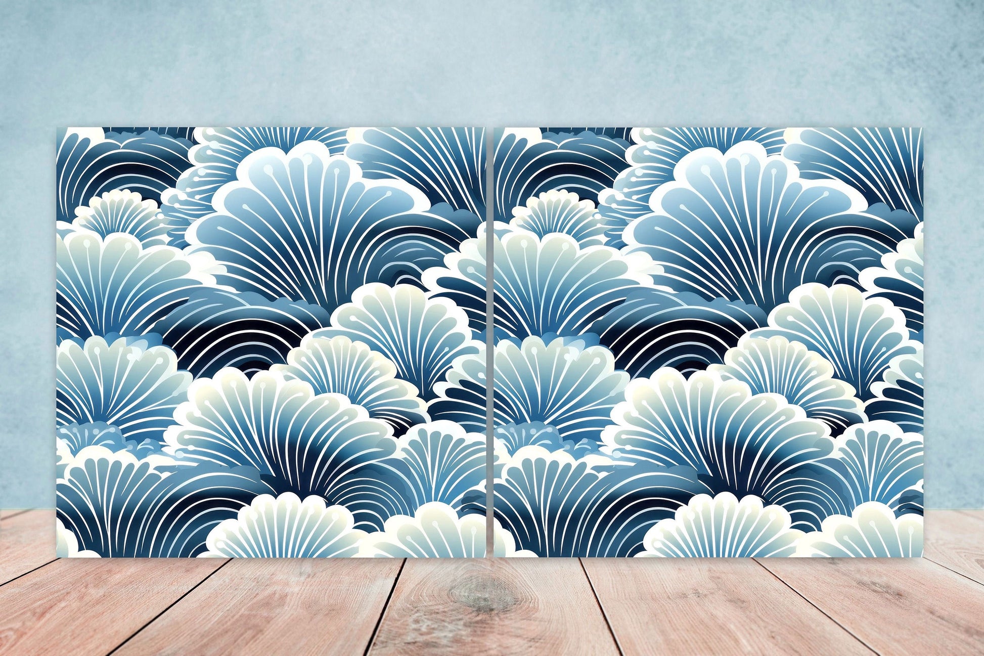 Japanese Ceramic Tiles - Japanese Pattern -Set of 2 Wall Decor Tiles -Kitchen Backsplash Tiles,Table Decorative Tiles,Bathroom, Coaster