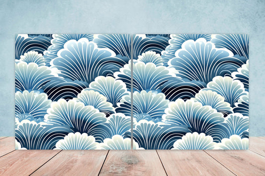 Japanese Ceramic Tiles - Japanese Pattern -Set of 2 Wall Decor Tiles -Kitchen Backsplash Tiles,Table Decorative Tiles,Bathroom, Coaster