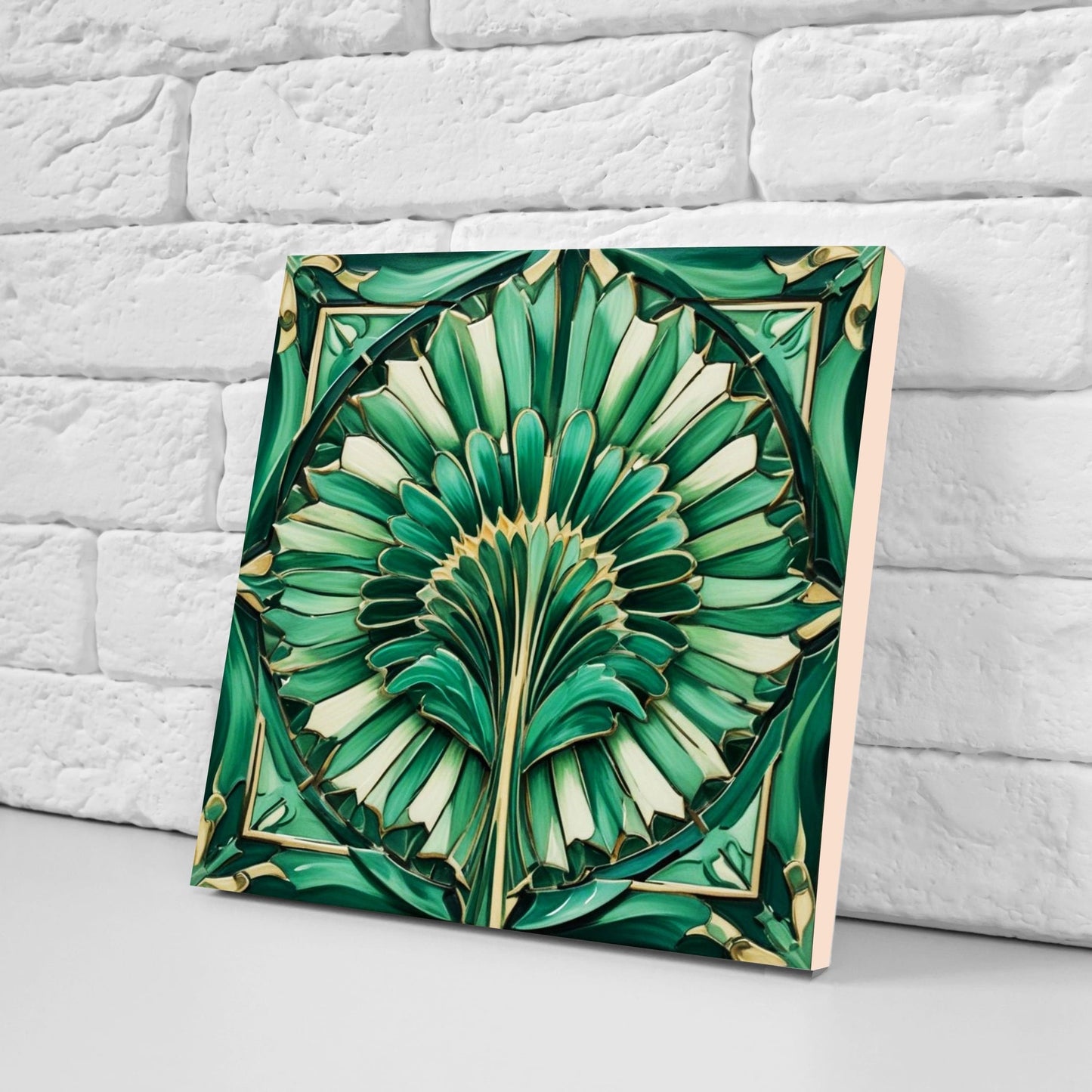 Art Deco Ceramic tiles - Set of 2 Art Deco Wall Decor Geometric Tiles - Kitchen Backsplash Tiles, Table Decorative Tiles, Bathroom Tiles