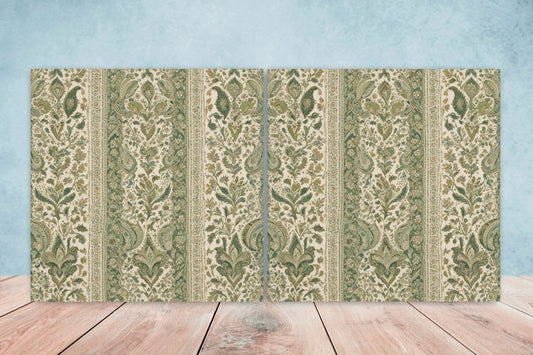 Flower Ceramic Gloss Wall Tiles Set of 2 - Botanical Wall Art Print - Indian Mughal art - Floral Home Decor - Botanical print - Mughal Wall