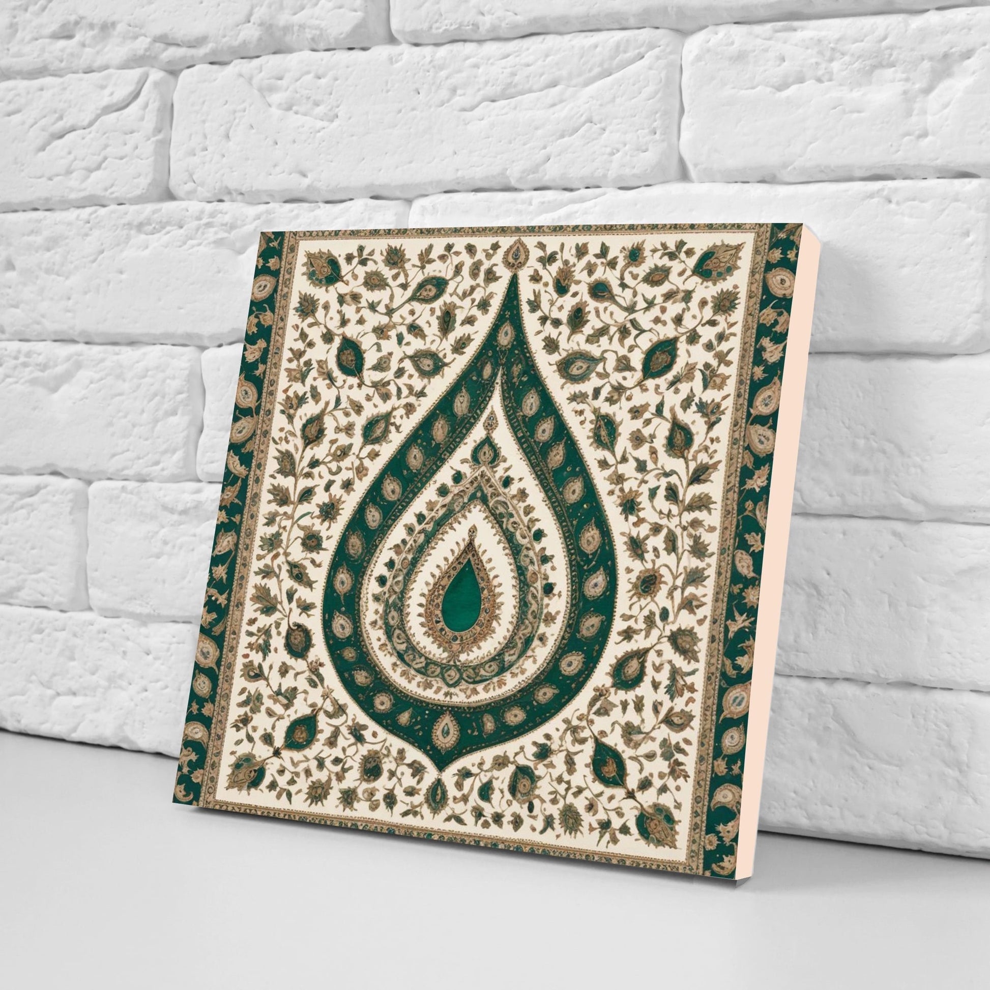 Flower Ceramic Gloss Wall Tiles Set of 2 - Botanical Wall Art Print - Indian Mughal art - Floral Home Decor - Botanical print - Mughal Wall