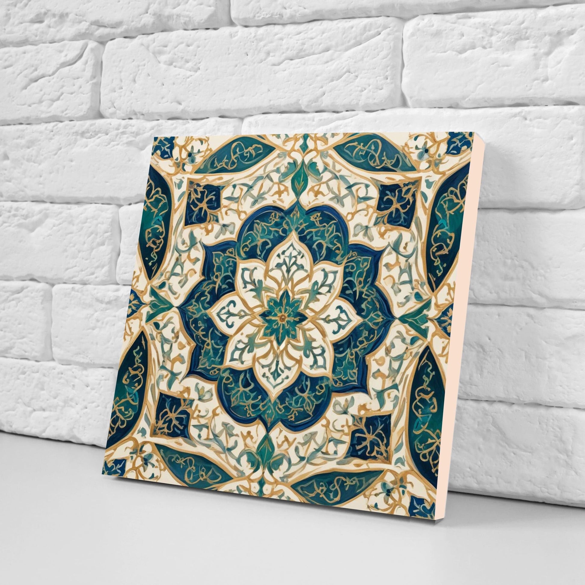 Flower Ceramic Gloss Wall Tiles Set of 2 - Botanical Wall Art Print - Indian Mughal art - Floral Home Decor - Botanical print - Mughal Wall