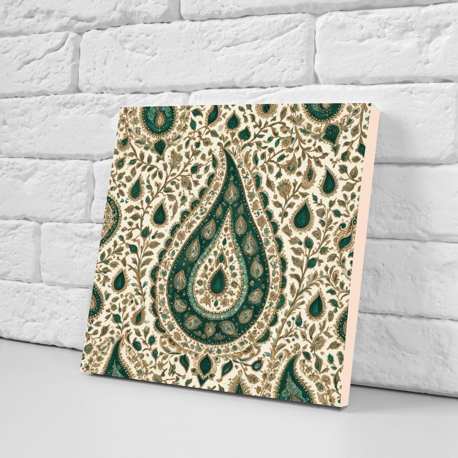 Flower Ceramic Gloss Wall Tiles Set of 2 - Botanical Wall Art Print - Indian Mughal art - Floral Home Decor - Botanical print - Mughal Wall
