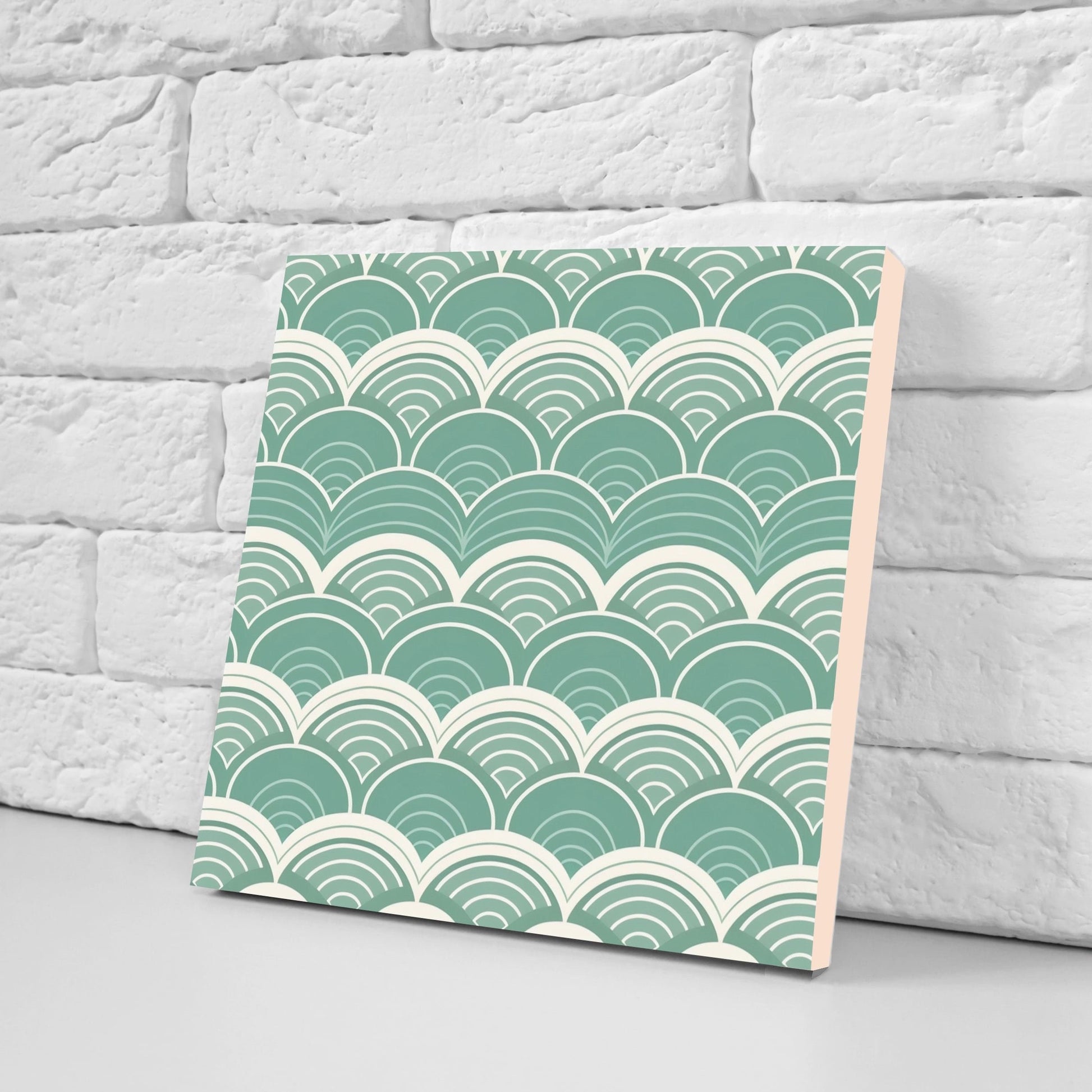 Japanese Wave Ceramic Tiles - Set of 2 Japan Wall Decor Tiles - Kitchen Backsplash Tiles, Table Decorative Tiles, Bathroom Tiles, Coaster