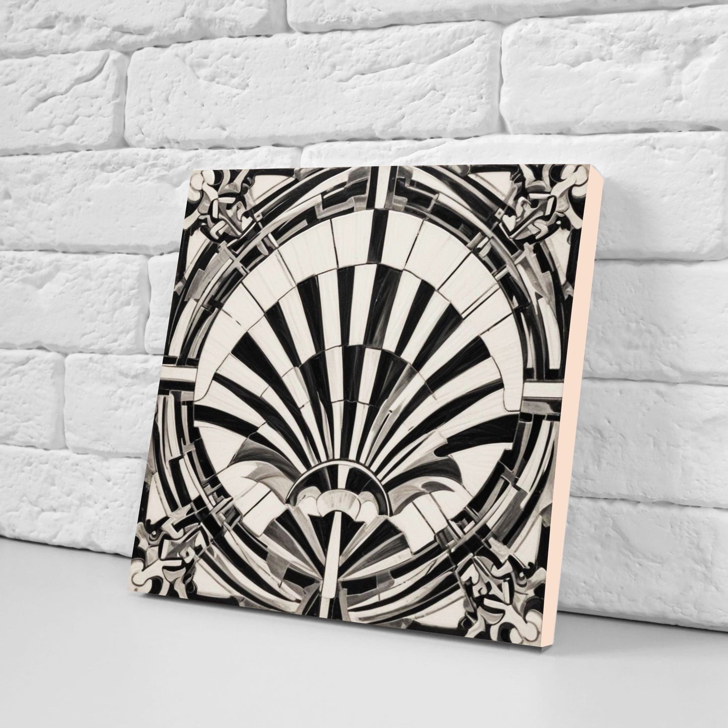 Art Deco Ceramic tiles - Set of 2 Art Deco Wall Decor Geometric Tiles - Kitchen Backsplash Tiles, Table Decorative Tiles, Bathroom Tiles