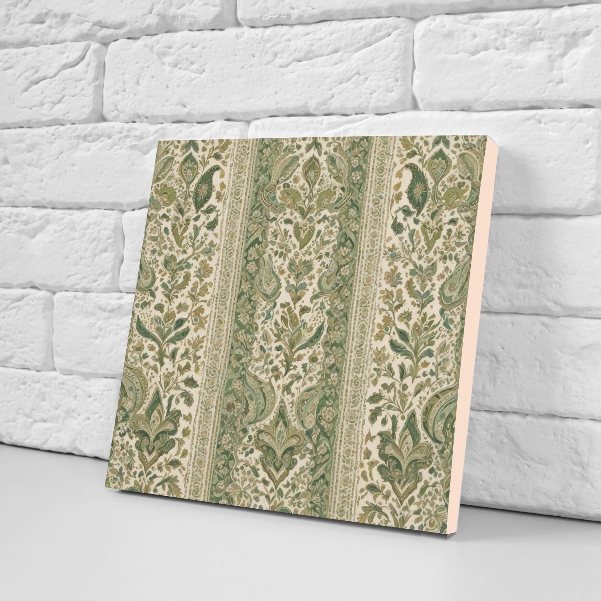 Flower Ceramic Gloss Wall Tiles Set of 2 - Botanical Wall Art Print - Indian Mughal art - Floral Home Decor - Botanical print - Mughal Wall
