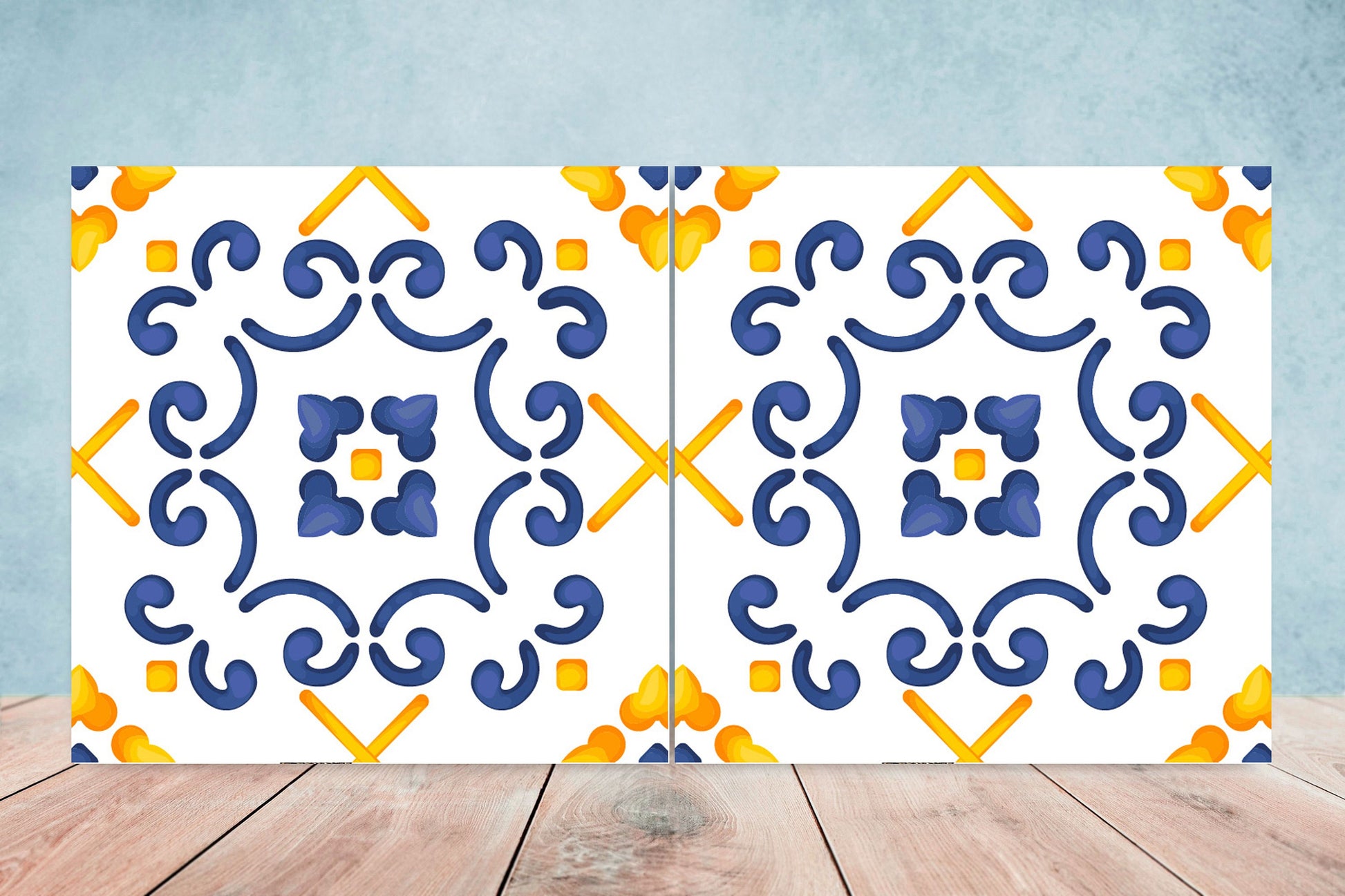Spanish Ceramic Tiles - Set of 2 Spanish Wall Decor Tiles - Kitchen Backsplash Tiles, Table Decorative Tiles, Bathroom Tiles, Coaster