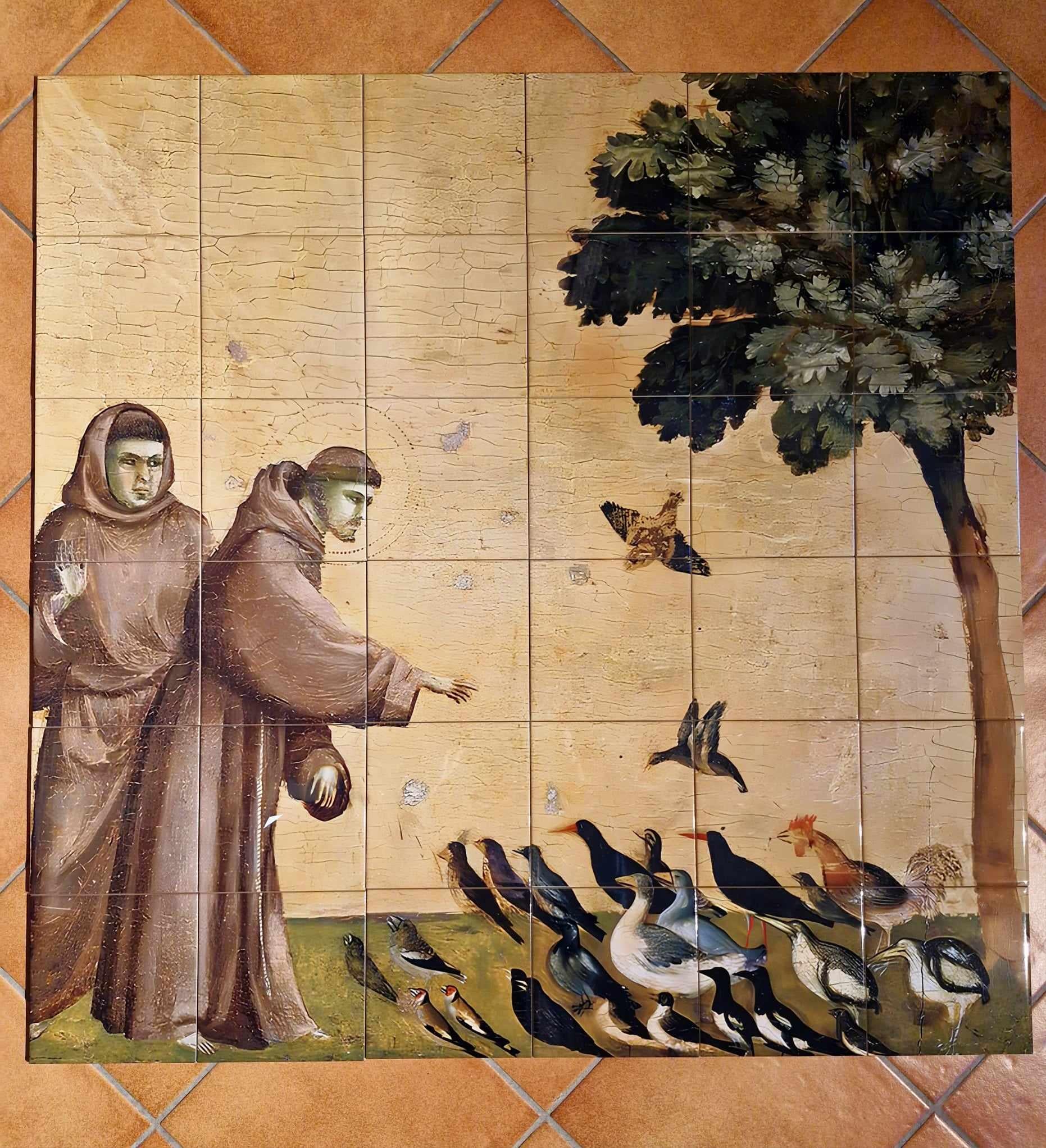 Tile Mural/Mosaic Ceramic Panel of Saint Francis of Assisi - Catholic Wall Art -Saint Francis Tile Mural -Gloss Tiles -Religious Tile Mosaic