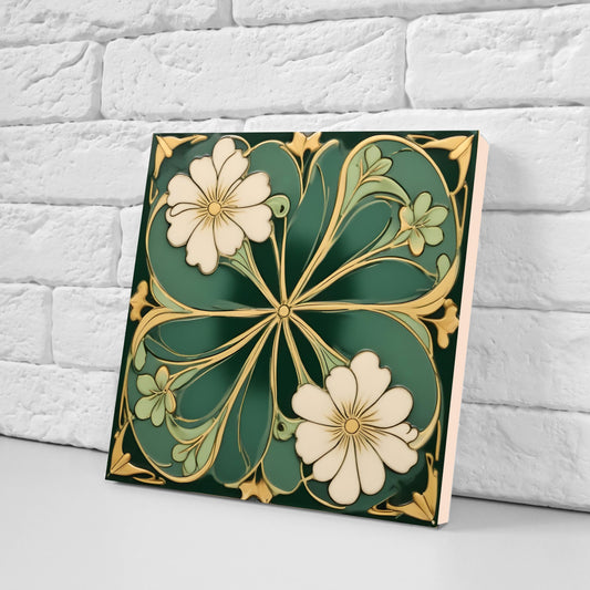 Art Nouveau Floral Design -Set of 1 Wall Decor Tile -Kitchen Backsplash Tiles, Table Decorative Tiles, Bathroom tiles, shower tiles