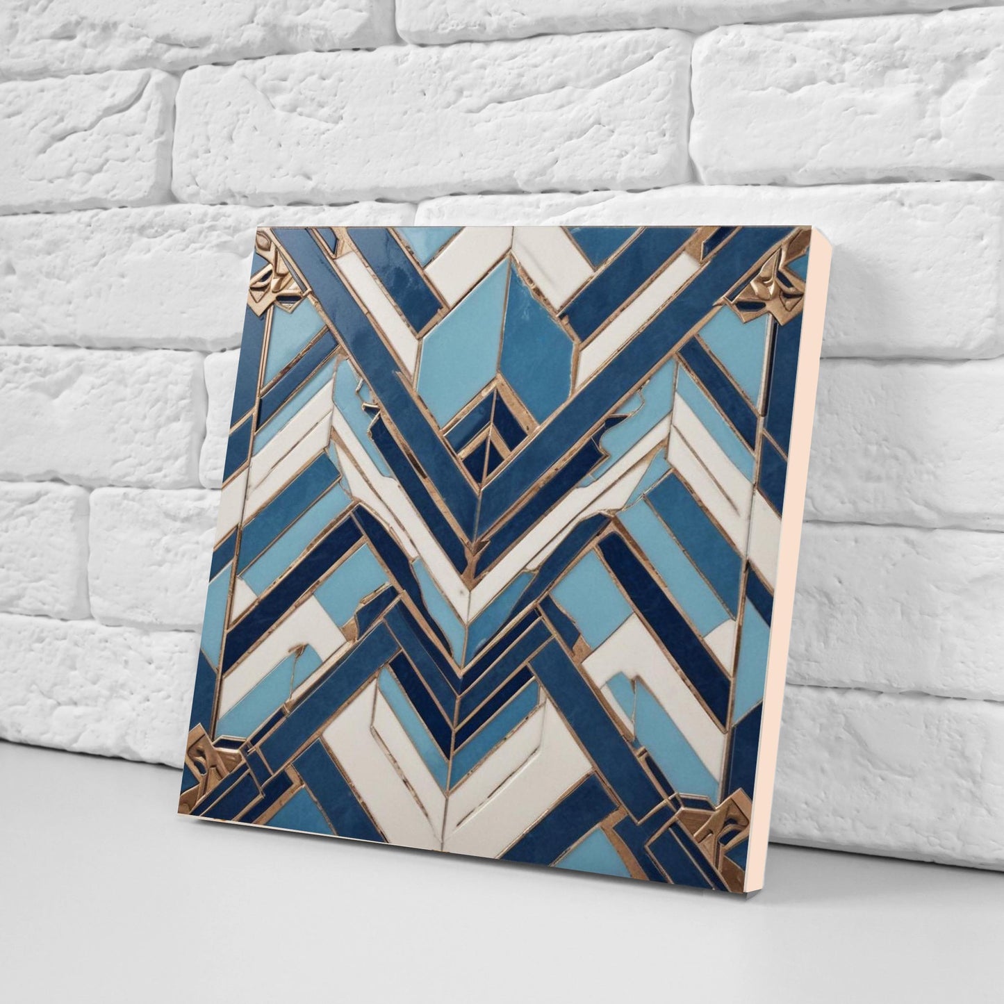 Art Deco Ceramic tiles - Set of 2 Art Deco Wall Decor Geometric Tiles - Kitchen Backsplash Tiles, Table Decorative Tiles, Bathroom Tiles