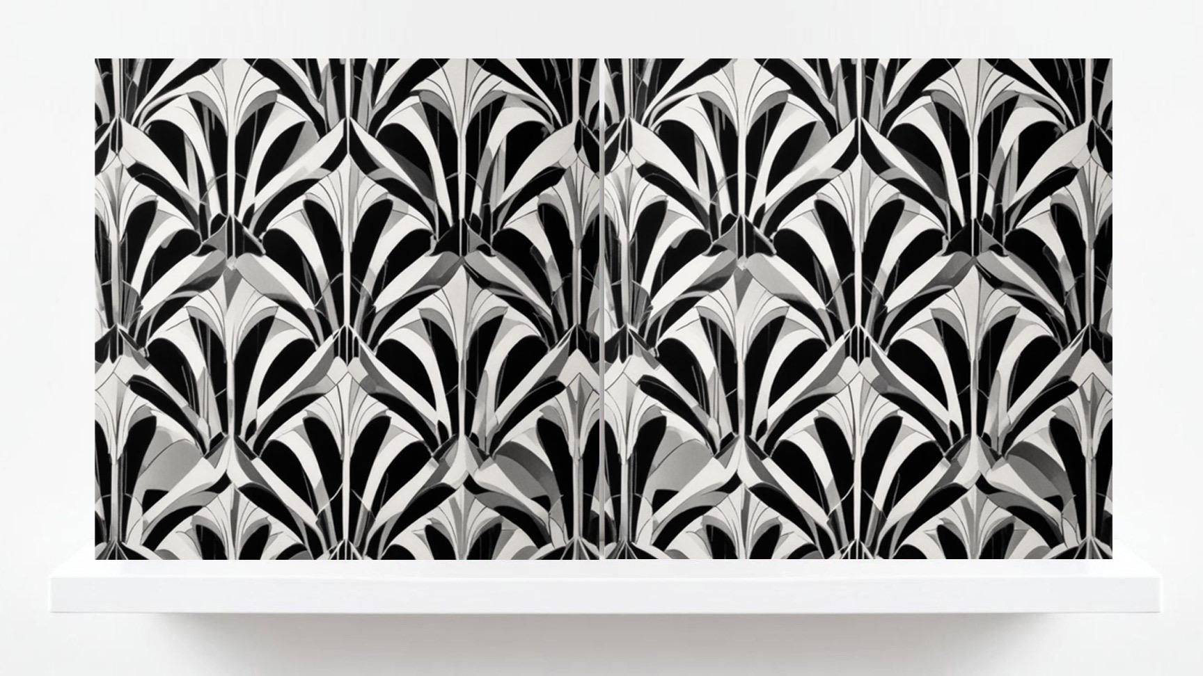 Art Deco Ceramic tiles - Set of 2 Art Deco Wall Decor Geometric Tiles - Kitchen Backsplash Tiles, Table Decorative Tiles, Bathroom Tiles