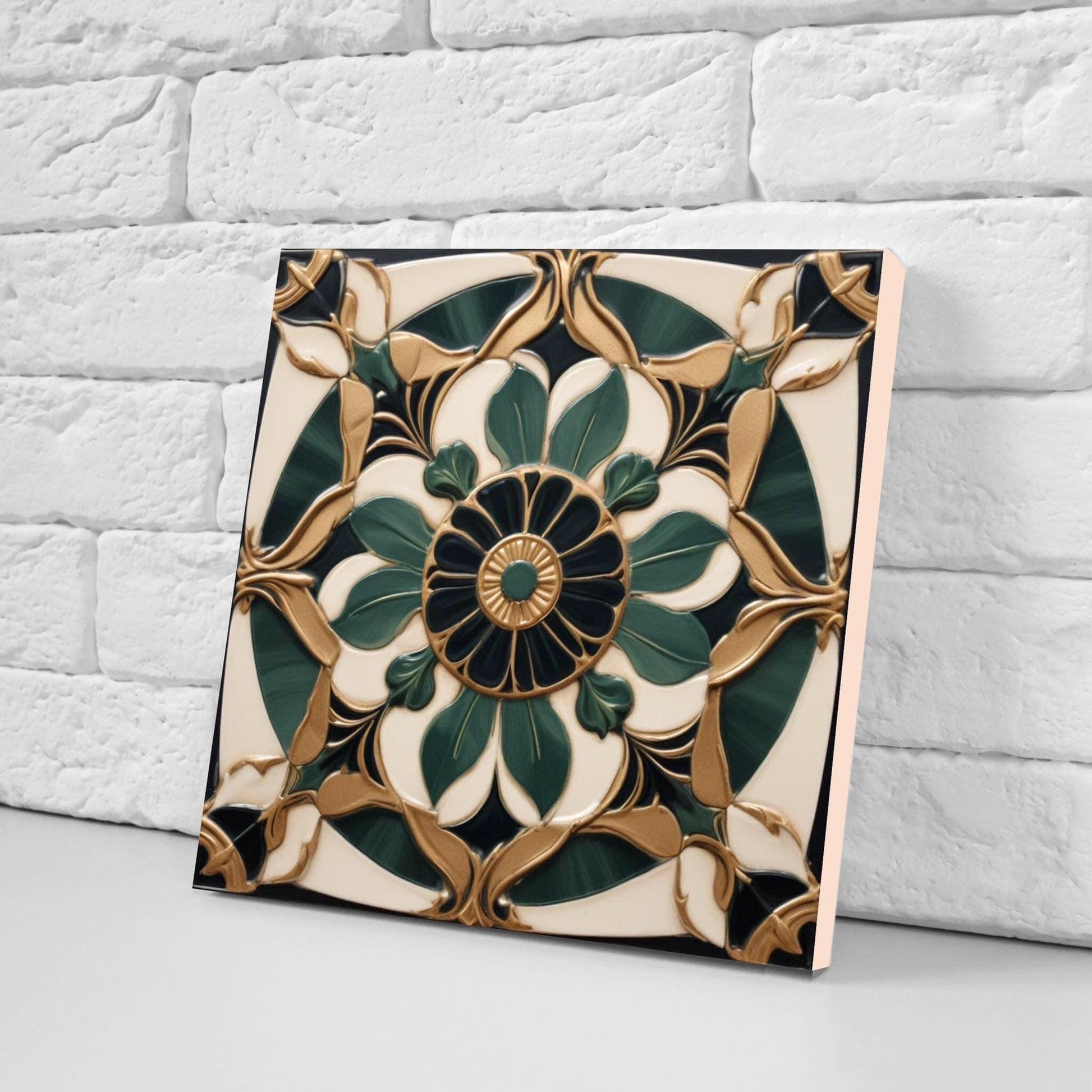 Art Deco Ceramic tiles - Set of 2 Art Deco Wall Decor Geometric Tiles - Kitchen Backsplash Tiles, Table Decorative Tiles, Bathroom Tiles