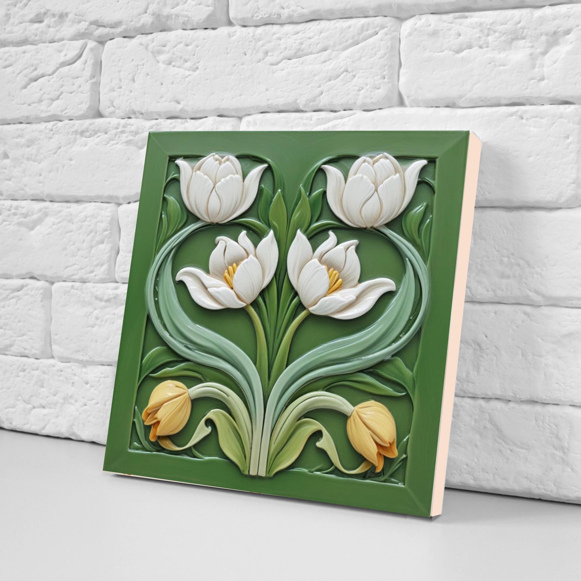 Tulip Tiles Floral Flowers Tile Tulips Design - Set of 2 Decorative ceramic tiles, Bathroom, Kitchen Backsplash, Sink Splashback,Accent Wall
