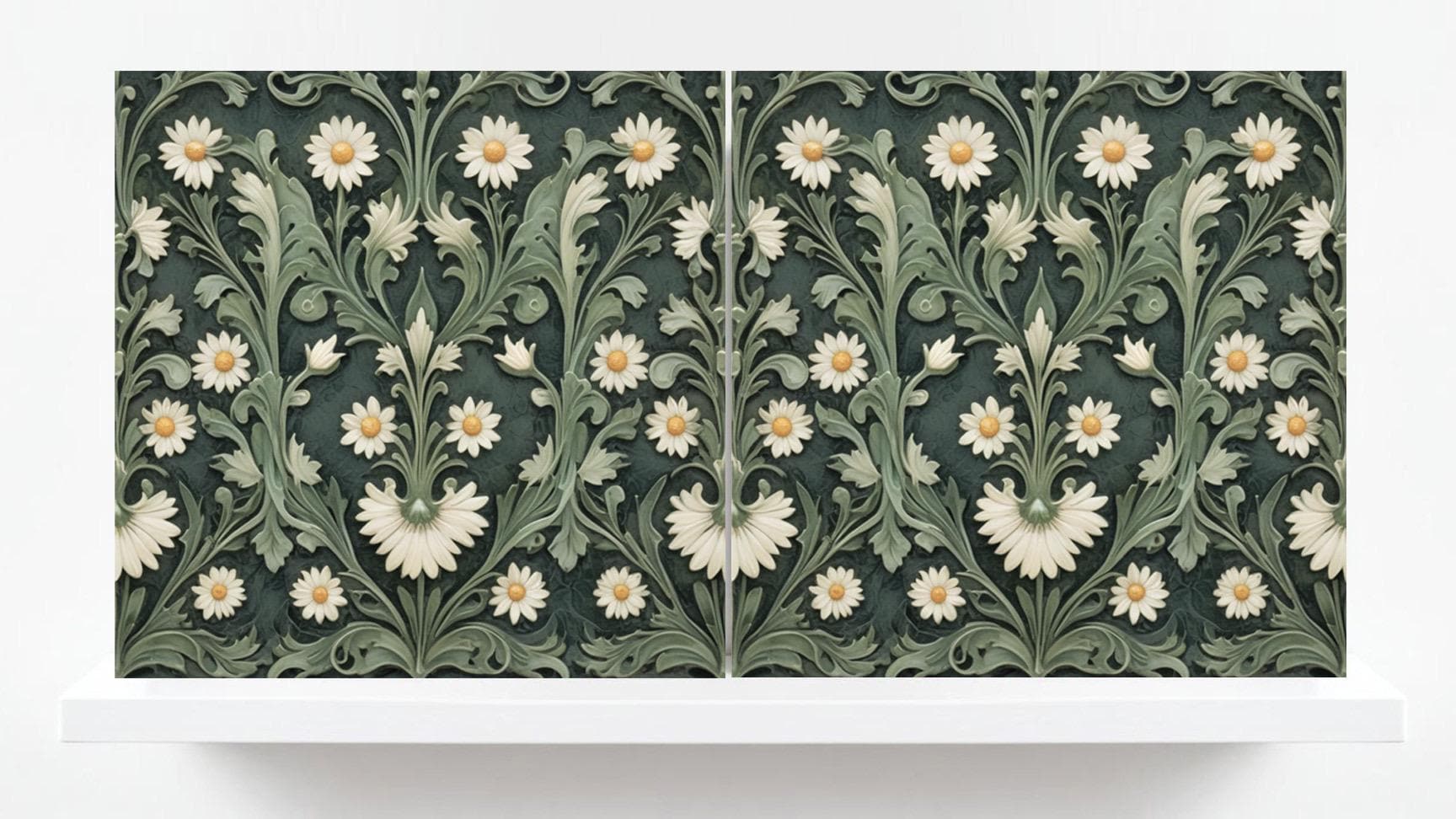 Daisy Tile for Backsplash, Flower Design Wall Art -Set of 2 Flowers Daisies Wall Decor Tiles, Kitchen Backsplash, Bathroom, Sink Splashback