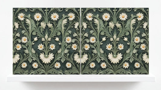 Daisy Tile for Backsplash, Flower Design Wall Art -Set of 2 Flowers Daisies Wall Decor Tiles, Kitchen Backsplash, Bathroom, Sink Splashback