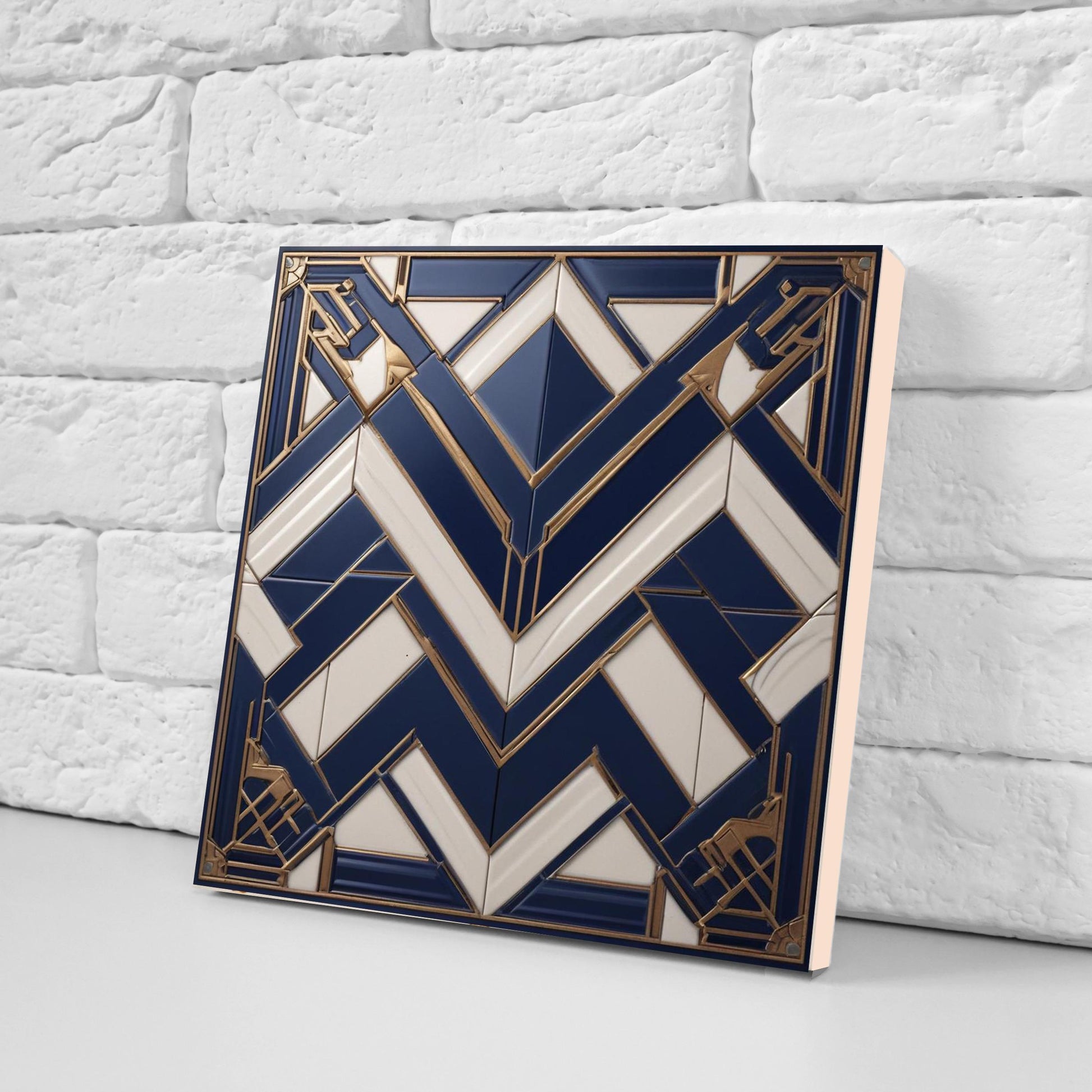 Art Deco Ceramic tiles - Set of 2 Art Deco Wall Decor Geometric Tiles - Kitchen Backsplash Tiles, Table Decorative Tiles, Bathroom Tiles