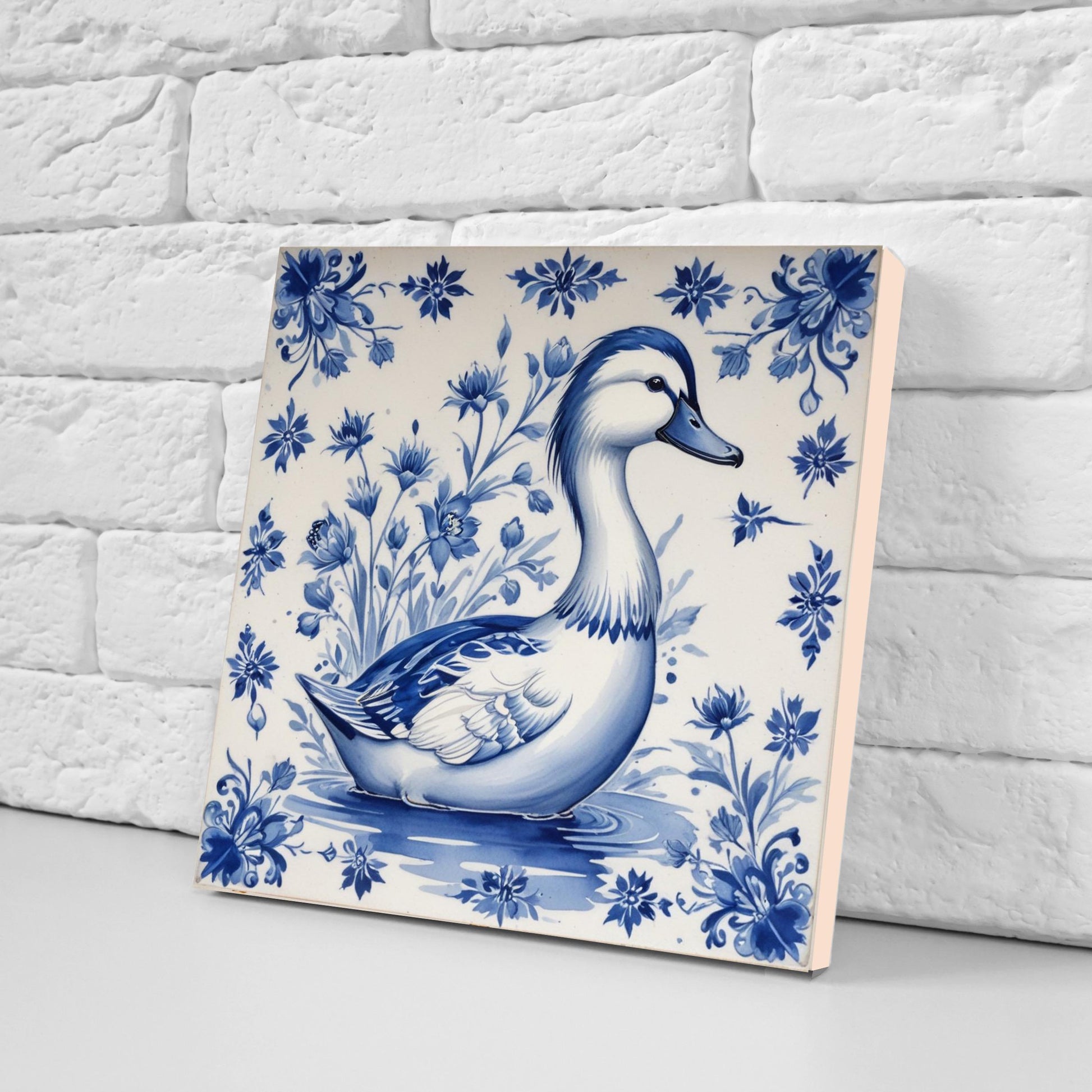 Delft Blue Tile Animal - Bird Tile - Set of 2 Ceramic Delftware Tiles-Delft Prints- Dutch Art - Kitchen Backsplash,Sink,Bathroom,Shower Wall