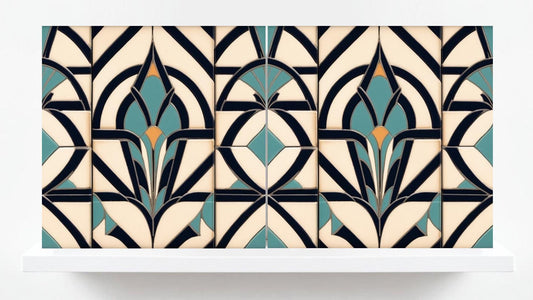 Art Deco Ceramic tiles - Set of 2 Art Deco Wall Decor Geometric Tiles - Kitchen Backsplash Tiles, Table Decorative Tiles, Bathroom Tiles