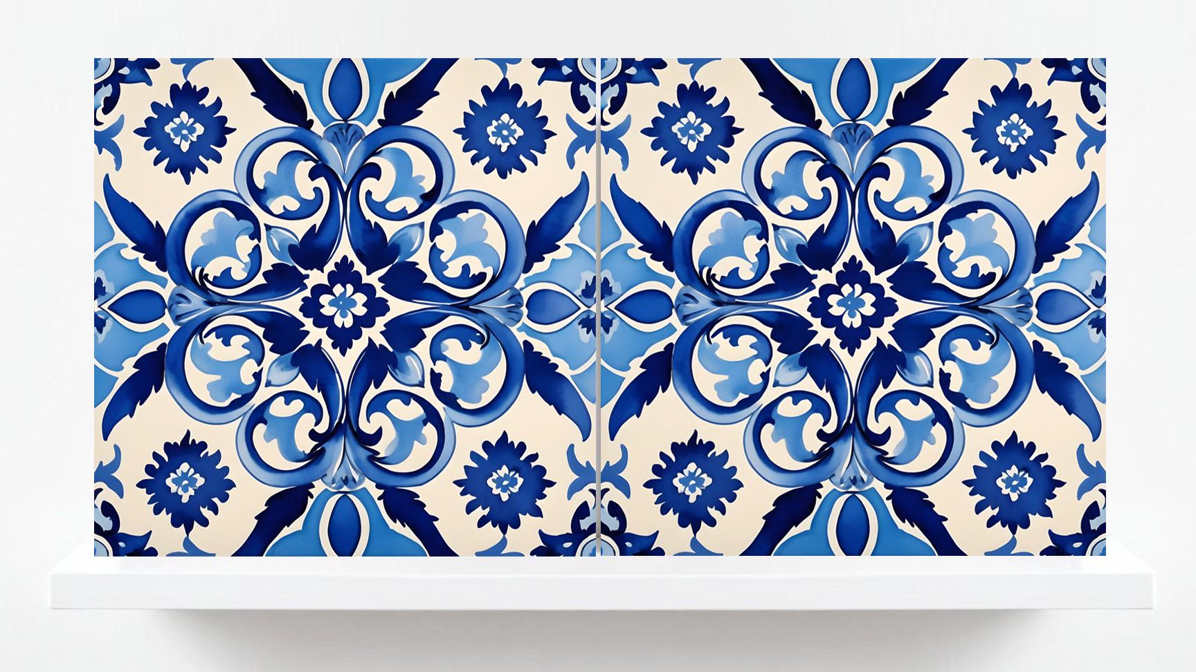 Italian Majolica Tiles - Set of 2 Sicilian Wall Decor Tiles - Kitchen Backsplash Tiles, Table Decorative Tiles, Bathroom Tiles, Coaster