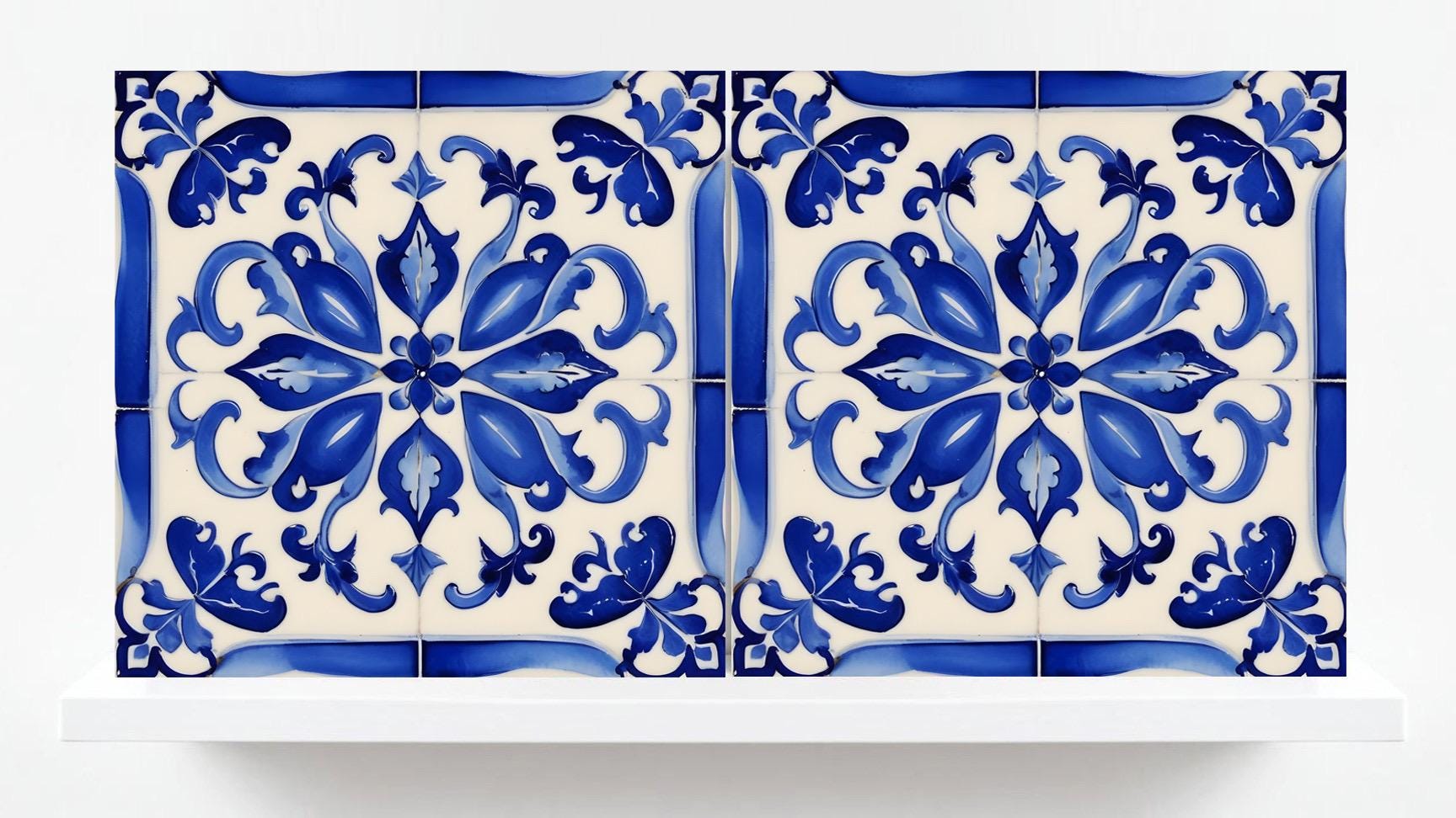 Italian Majolica Tiles - Set of 2 Sicilian Wall Decor Tiles - Kitchen Backsplash Tiles, Table Decorative Tiles, Bathroom Tiles, Coaster