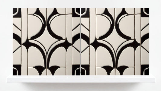 Art Deco Ceramic tiles - Set of 2 Art Deco Wall Decor Geometric Tiles - Kitchen Backsplash Tiles, Table Decorative Tiles, Bathroom Tiles