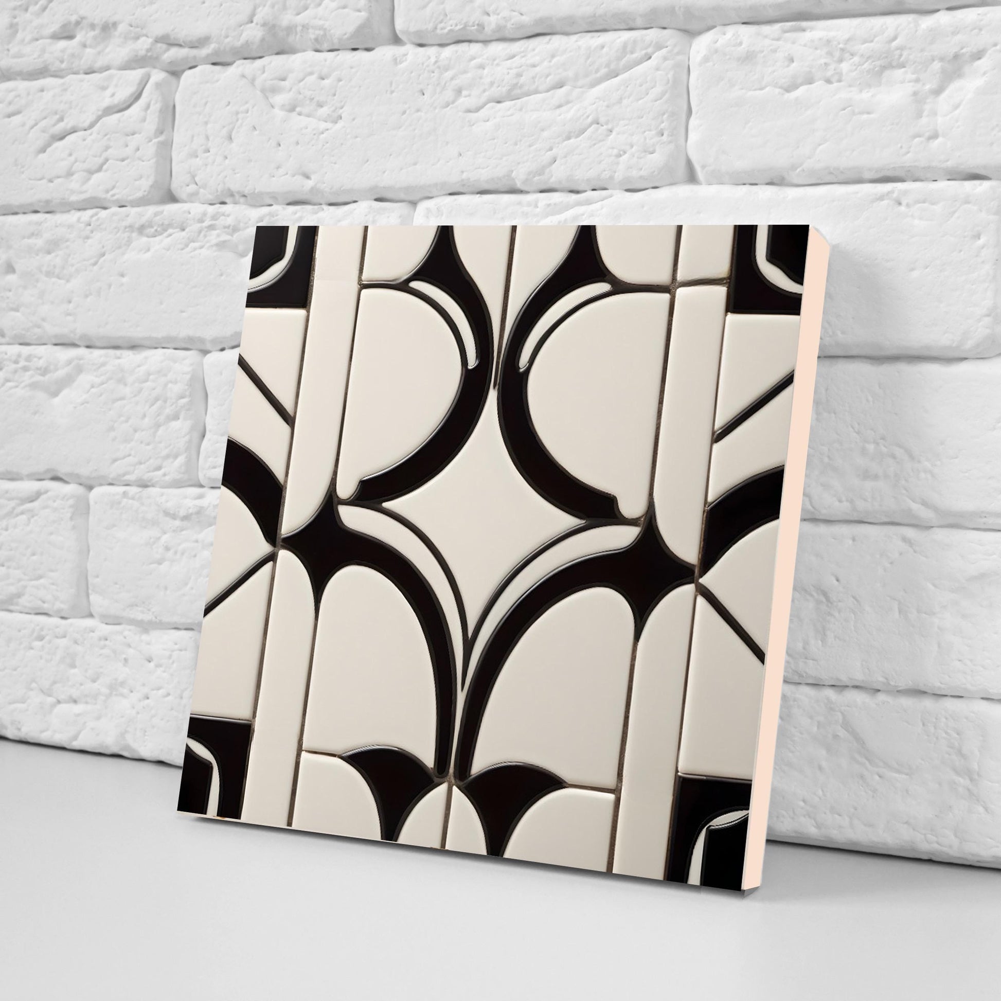 Art Deco Ceramic tiles - Set of 2 Art Deco Wall Decor Geometric Tiles - Kitchen Backsplash Tiles, Table Decorative Tiles, Bathroom Tiles
