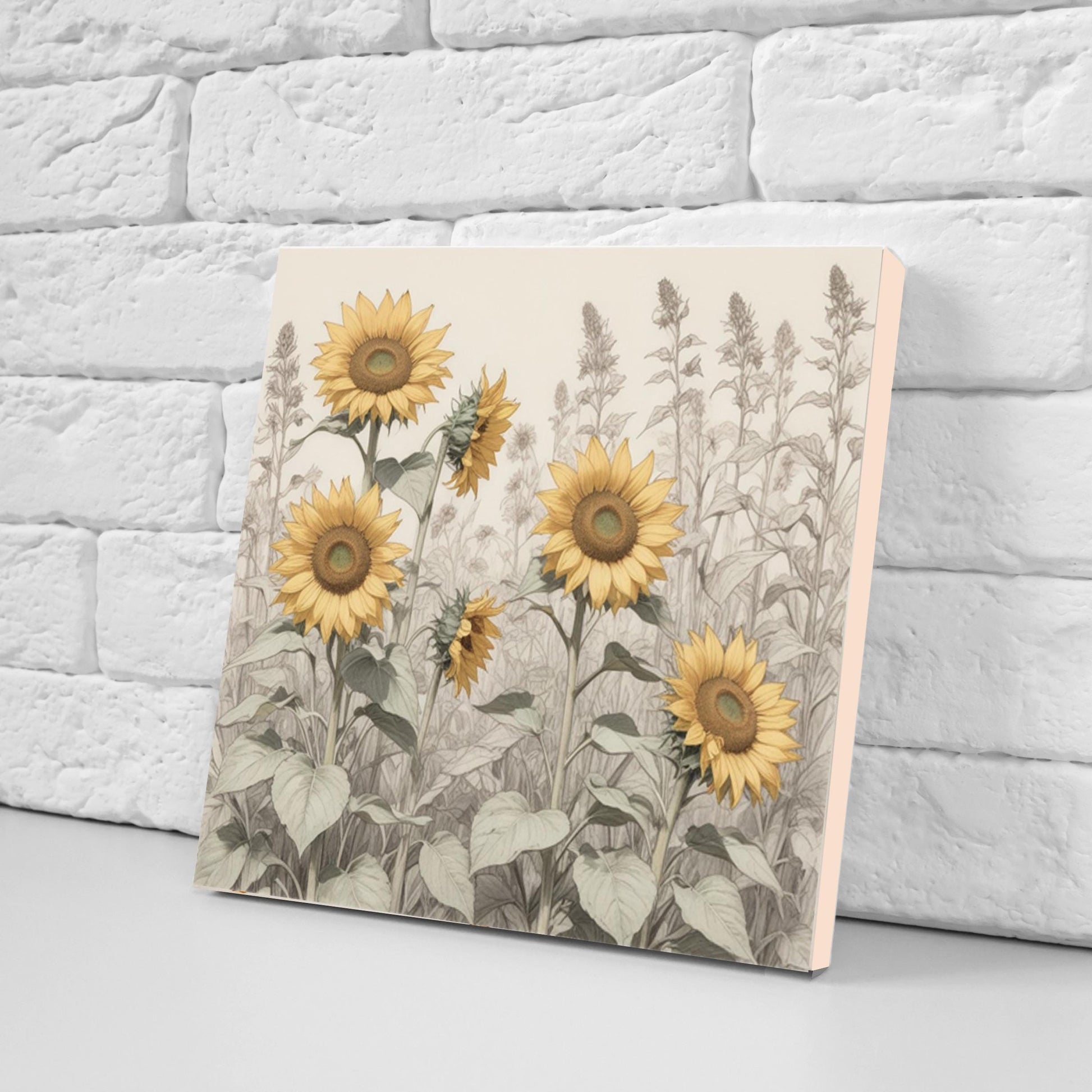 Sunflower Tiles for Kitchen - Set of 2 Floral Wall Decor Flower Tile - Kitchen Backsplash, Bathroom,Shower Wall,Sink Splashback,Fireplace