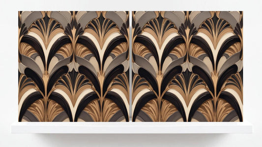 Art Deco Tile Ceramic Brown - Set of 2 Art Deco Tiles Print Wall Decor Geometric Tiles - Kitchen Backsplash,Bathroom,Shower,Sink Splashback
