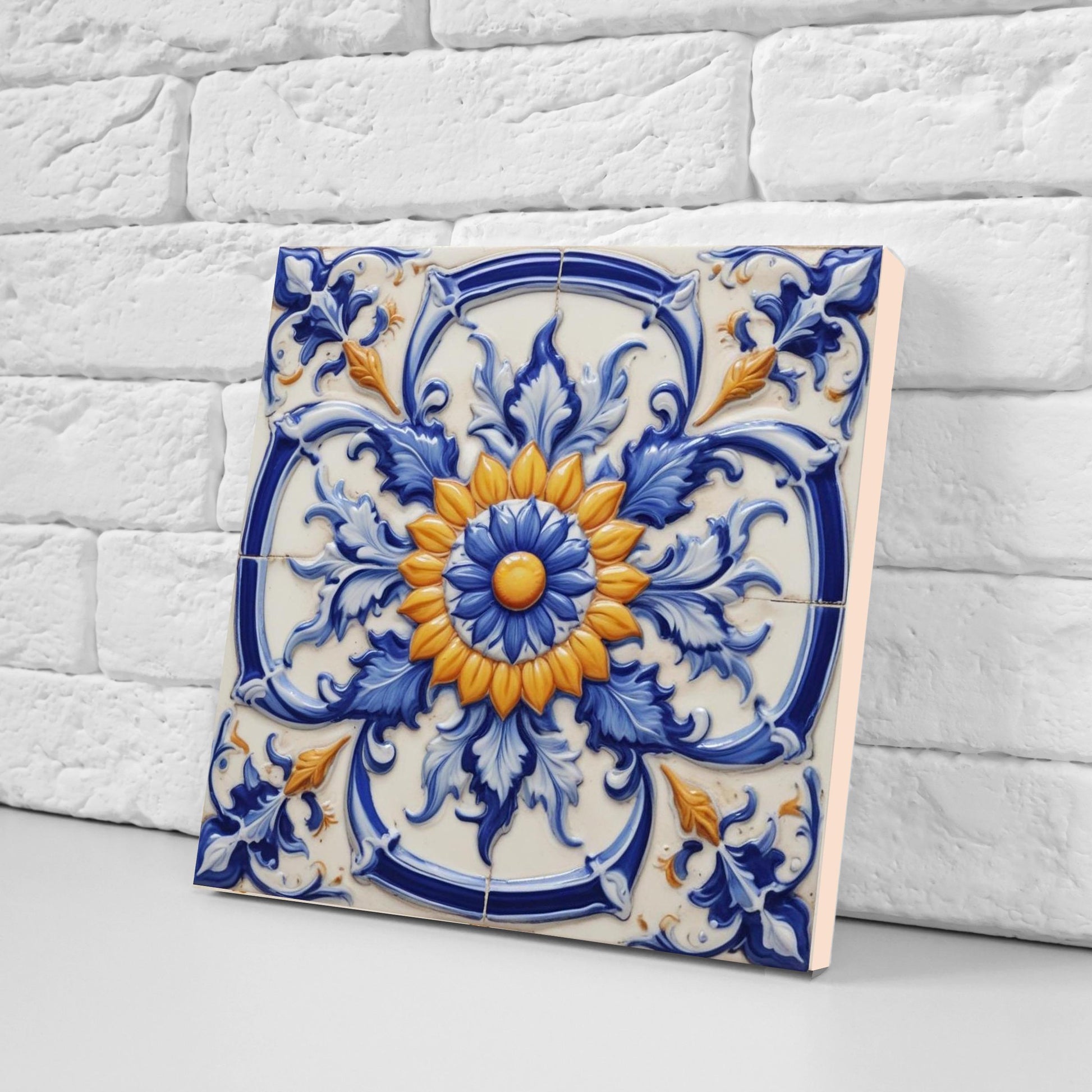 Italian Majolica Tiles - Set of 2 Sicilian Wall Decor Tiles - Kitchen Backsplash Tiles, Table Decorative Tiles, Bathroom Tiles, Coaster